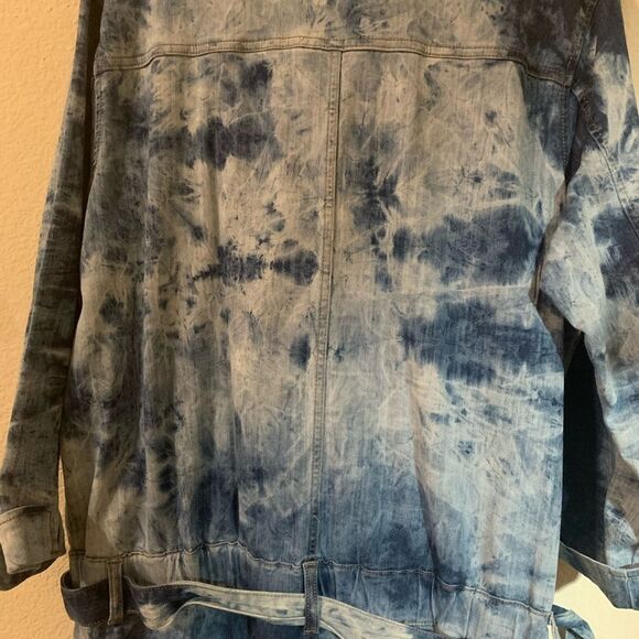 Gabrielle Union NY&Co Tie-Dye Denim Jumpsuit Chambray & Navy Blue Size Large - Picture 10 of 14